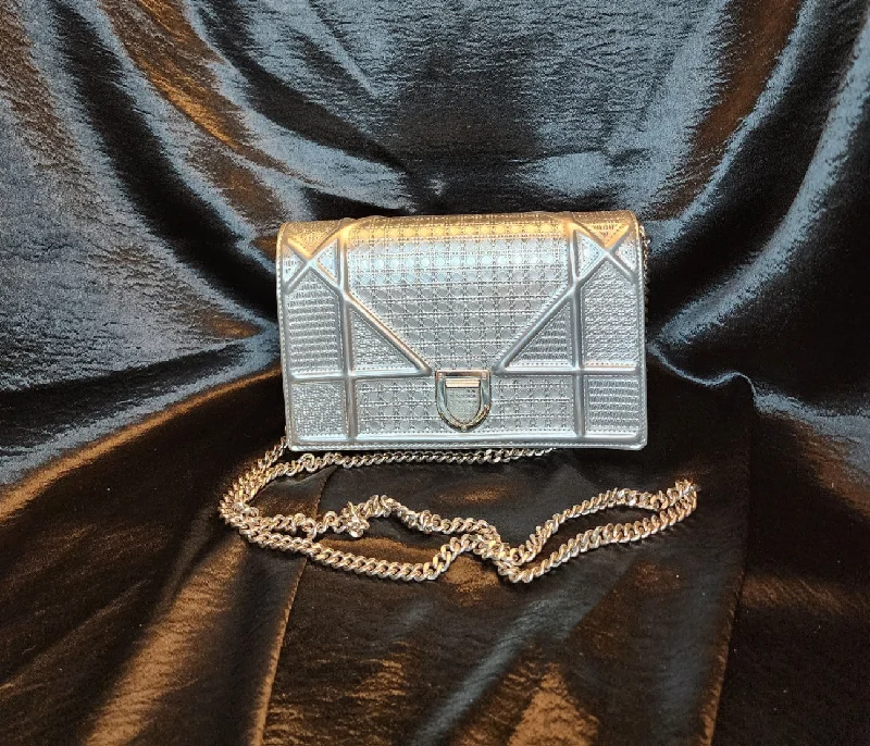 Dior Diorama Mini Silver Vernis Leather Shoulder Bag