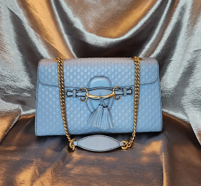 Gucci Blue Calfskin Leather Emily Shoulder Bag