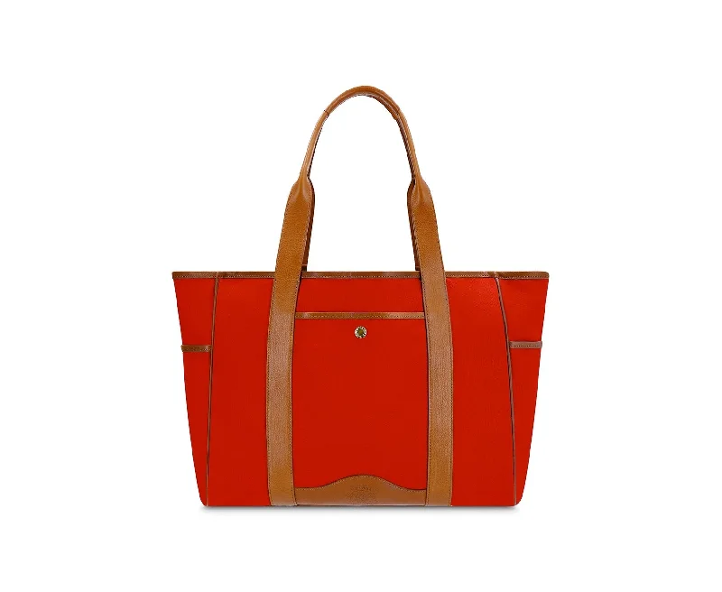 Market Tote No. 294 in Signal Red - Vintage Tan