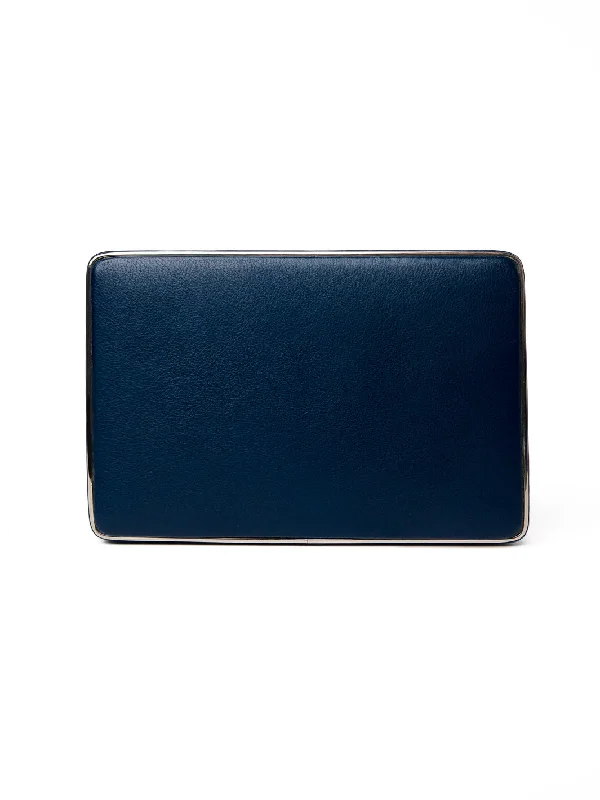 The Square Compact Case in Midnight Blue Nappa