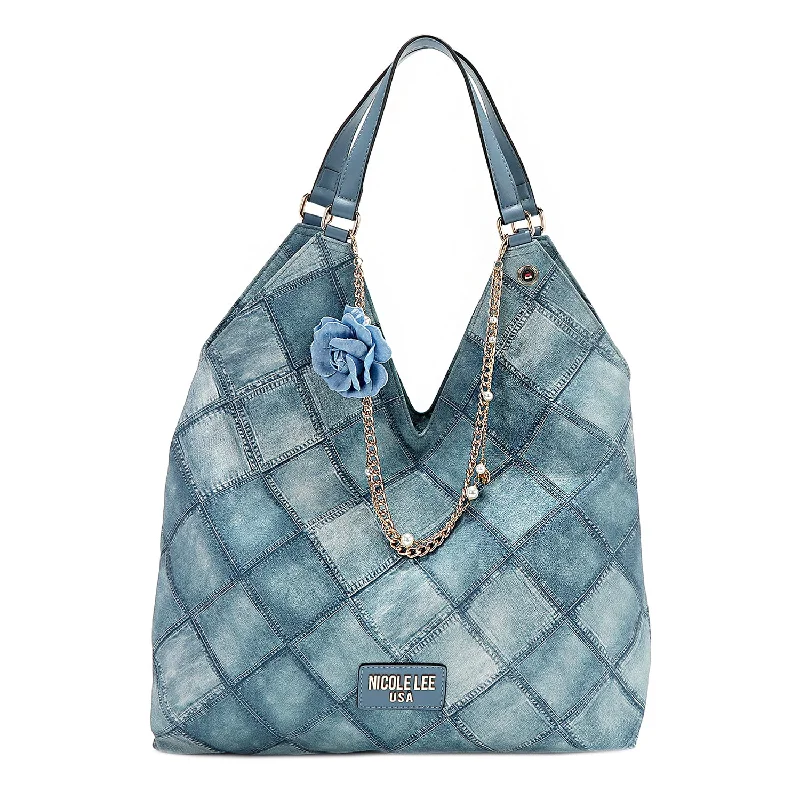 BLUE FLOWER LARGE SHOULDER BAG