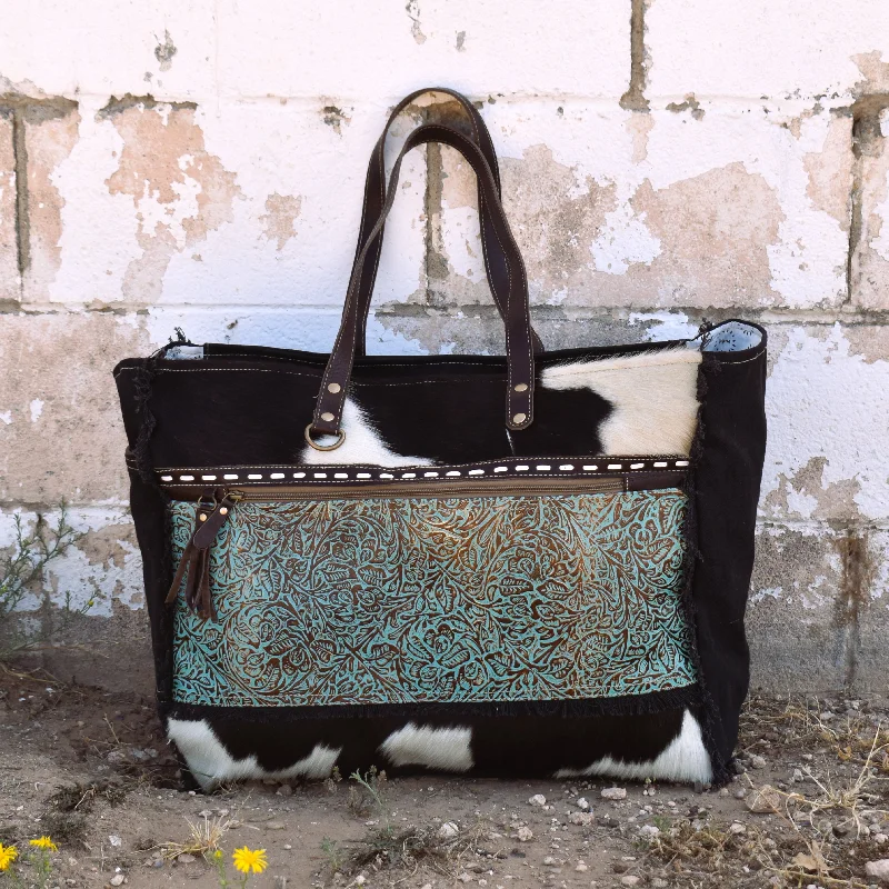 Bronzed Embossed Turquoise Weekender