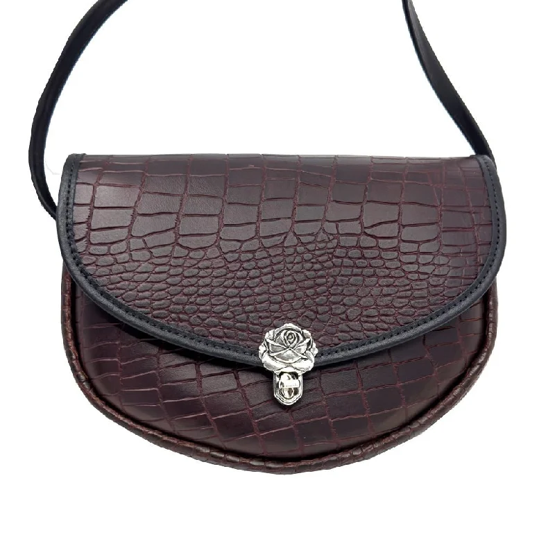 Large Lilah Crossbody, Burgundy Alligator