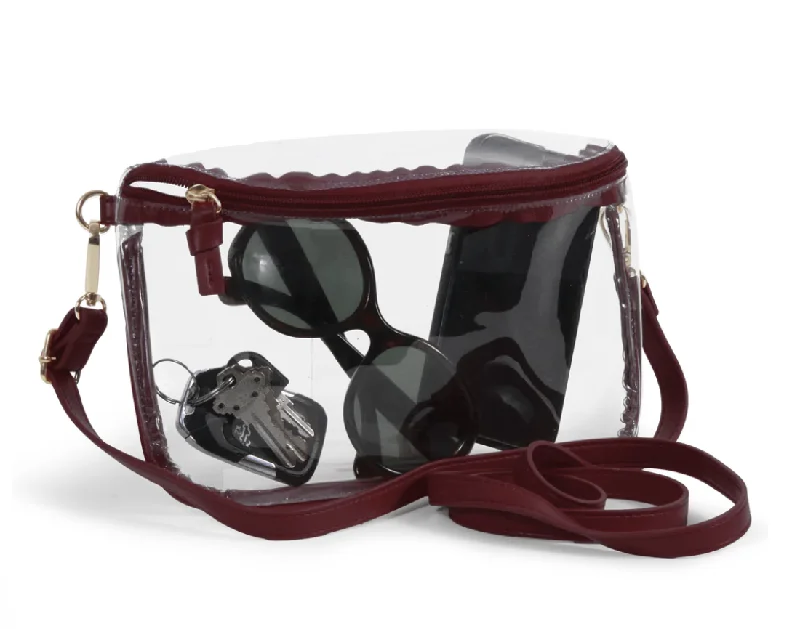 Maroon Trim Clear Purse