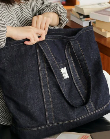 Mens Blue Denim Large Tote Bags Denim Handbag Denim Large Tote Shoulder Bag for Men Women