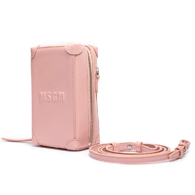 MSGM Embossed Logo Trunk Bag Pink