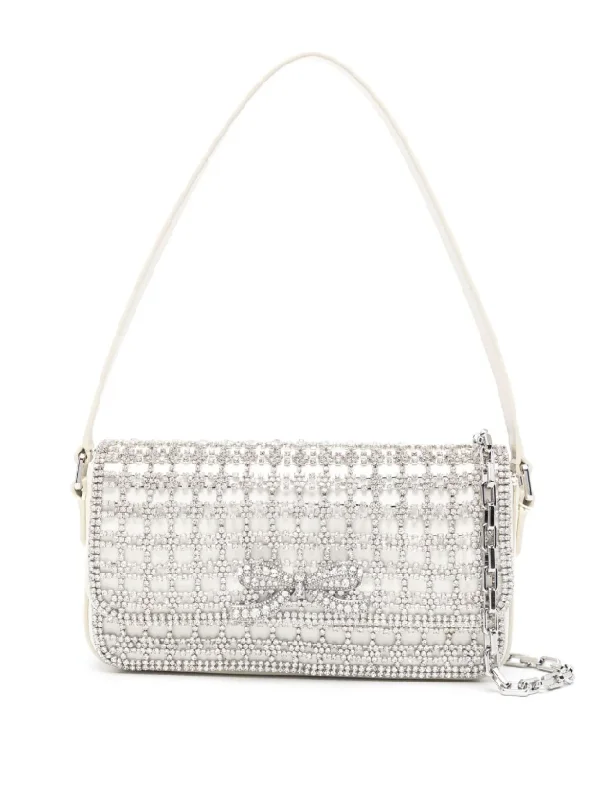 Self-Portrait champagne crystal baguette bag